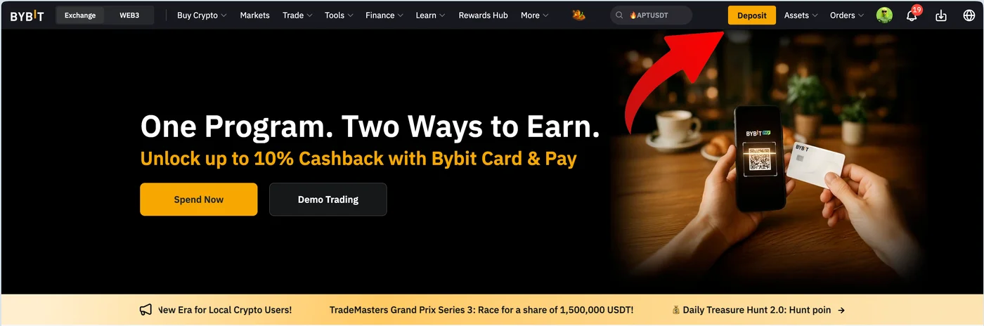 Bybit crypto deposit