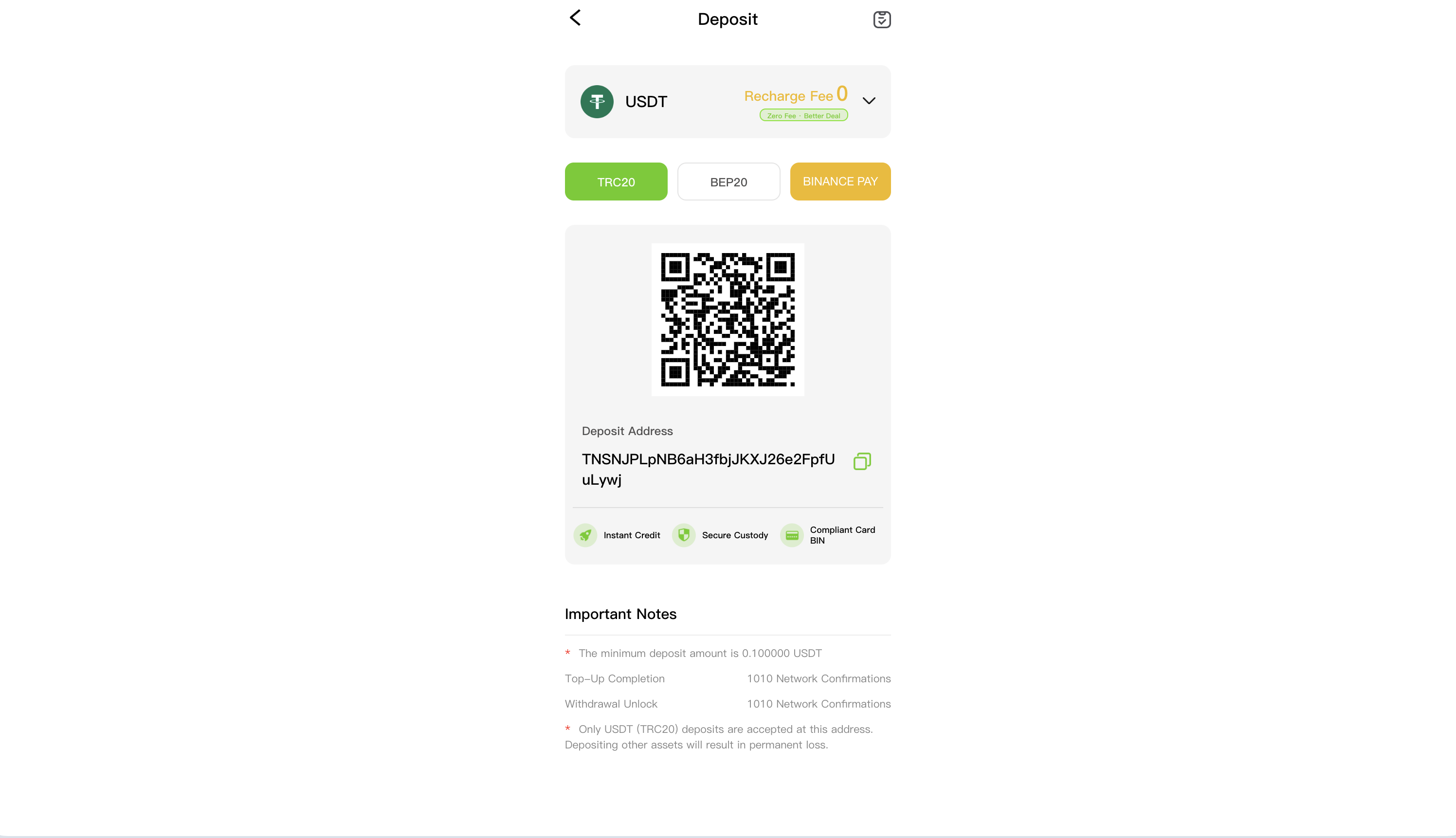 Пополнение баланса Mypal в USDT